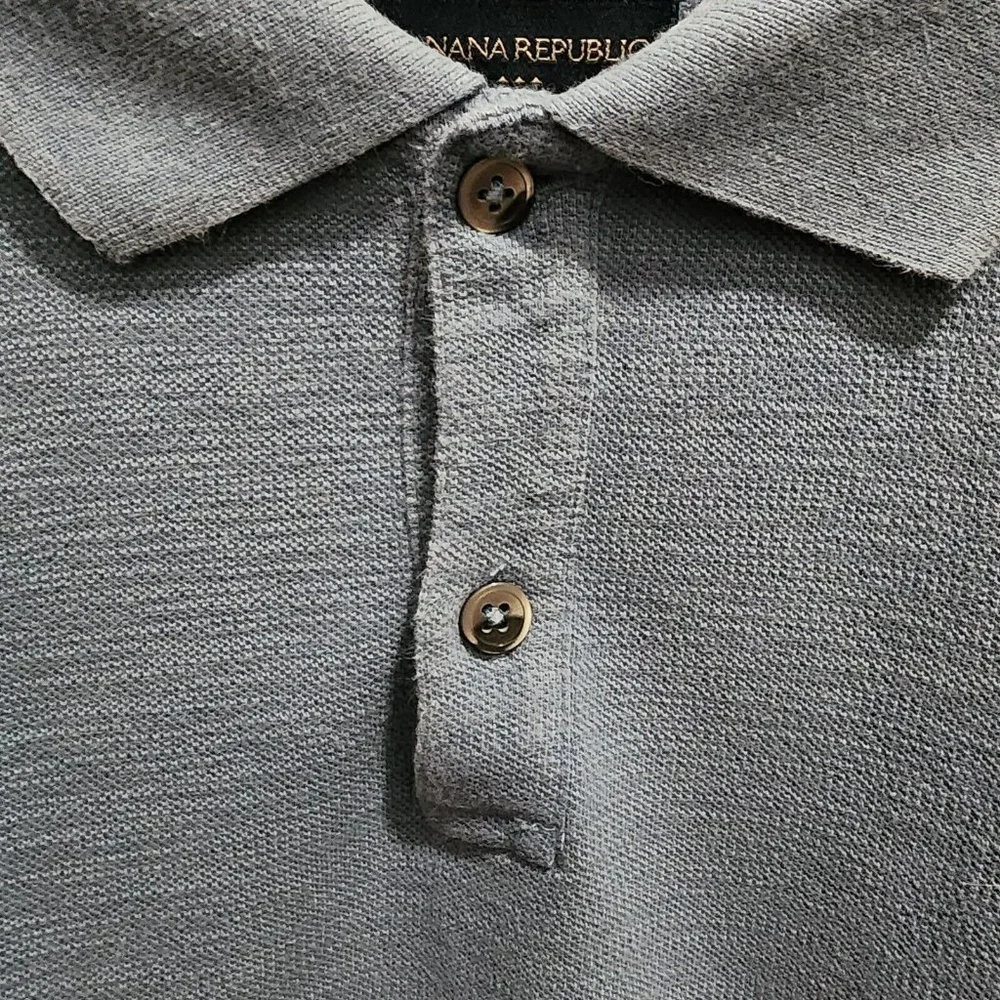 Banana Republic Short Sleeve Polo Shirt‎ Men's Size Large 100% Cotton Blue